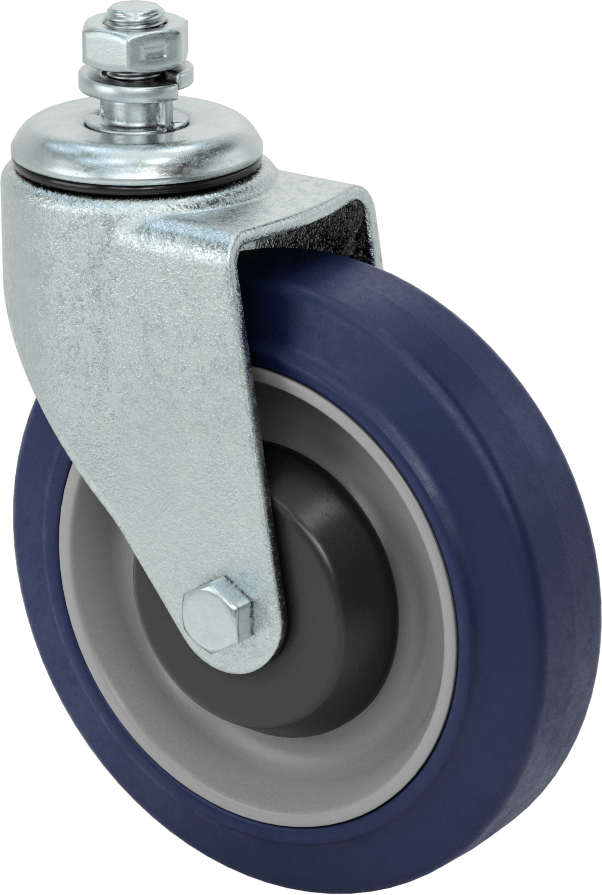 Dişli Saplı Tekerlek, 1/2“-13 Diş x 7/8” Uzunlukta Mil ve 5" Çapında Poliüretan Tekerlek