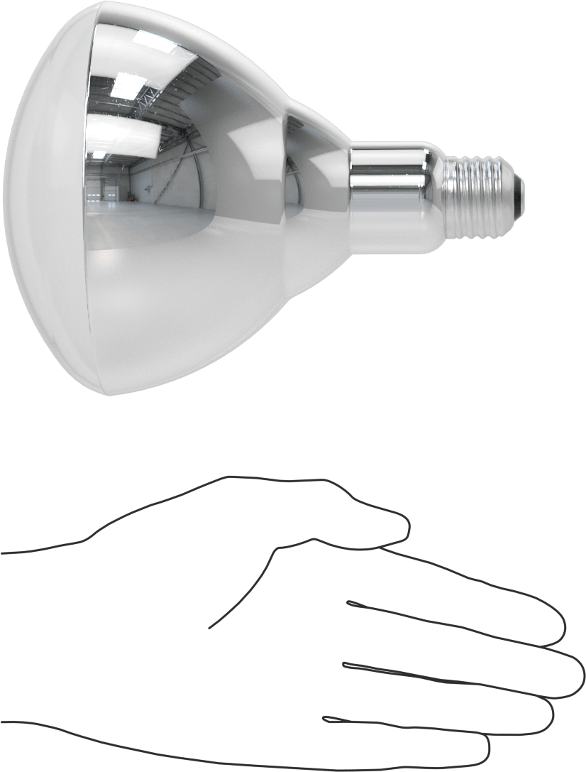 Kırılmaya Dayanıklı Isı Lambası Ampulü, Şeffaf Plastik Kaplı Cam, BR40, 125W