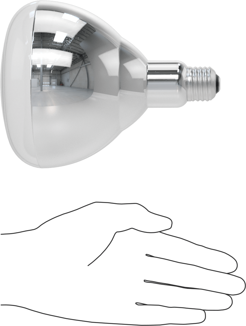 Kırılmaya Dayanıklı Isı Lambası Ampulü, Şeffaf Plastik Kaplı Cam, R40, 250W