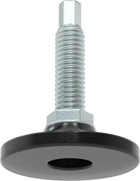 Çinko Kaplı Çelik Saplamalı Sert Tesviye Bağlantı Elemanları, Kolay Ayar, Naylon Taban, 3/8"-16 Diş Boyutu