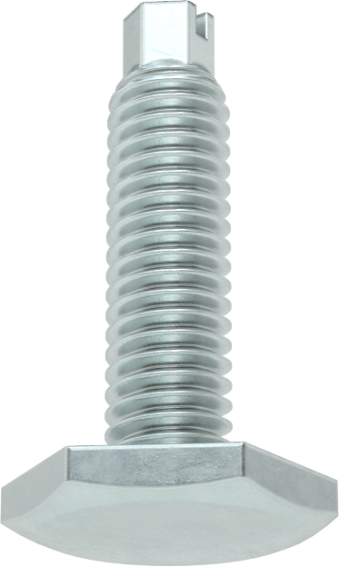 Çinko Kaplı Çelik Saplamalı Sert Tesviye Bağlantı Elemanları, Kolay Ayar, Çinko Kaplı Çelik Taban, 3/8"-16 Diş Boyutu