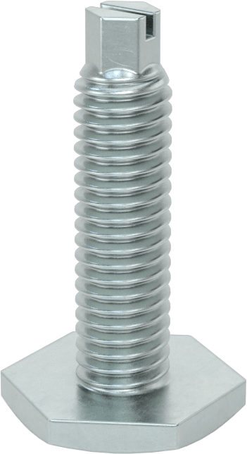 Çinko Kaplı Çelik Saplamalı Sert Tesviye Bağlantı Elemanları, Kolay Ayar, Çinko Kaplı Çelik Taban, 3/8"-16 Diş Boyutu