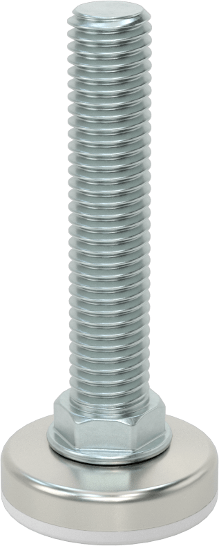 Çinko Kaplı Çelik Saplamalı Sert Tesviye Bağlantı Elemanları, Nikel Kaplı Taban, Naylon Yastık, 1/2“-13 x 2,5” Uzun Diş