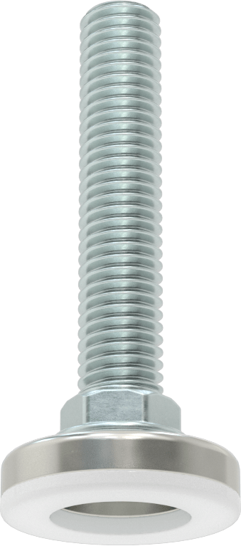 Çinko Kaplı Çelik Saplamalı Sert Tesviye Bağlantı Elemanları, Nikel Kaplı Taban, Naylon Yastık, 1/2“-13 x 2,5” Uzun Diş