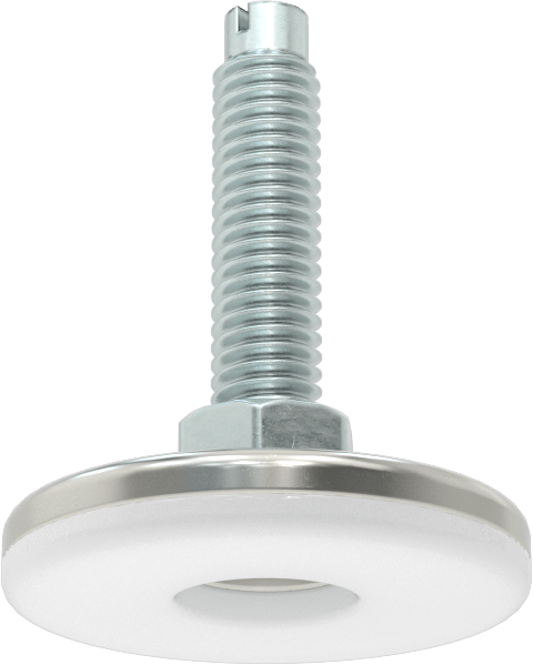Çinko Kaplı Çelik Saplamalı Sert Tesviye Bağlantı Elemanları, 1-3/4" Çap Nikel Kaplı Çelik Taban, 3/8“-16 x 1,5” Uzunlukta Diş