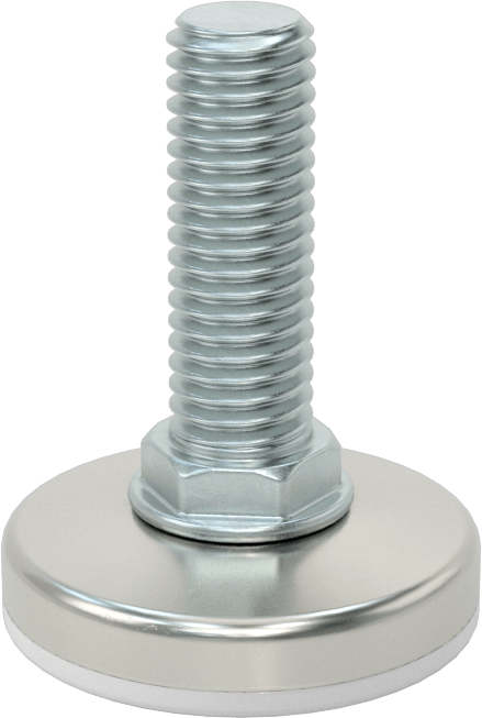 Çinko Kaplı Çelik Saplamalı Sert Tesviye Bağlantı Elemanları, Nikel Kaplı Taban, Naylon Yastık, 1/2“-13 x 1,5” Uzun Diş