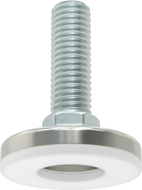 Çinko Kaplı Çelik Saplamalı Sert Tesviye Bağlantı Elemanları, Nikel Kaplı Taban, Naylon Yastık, 1/2“-13 x 1,5” Uzun Diş
