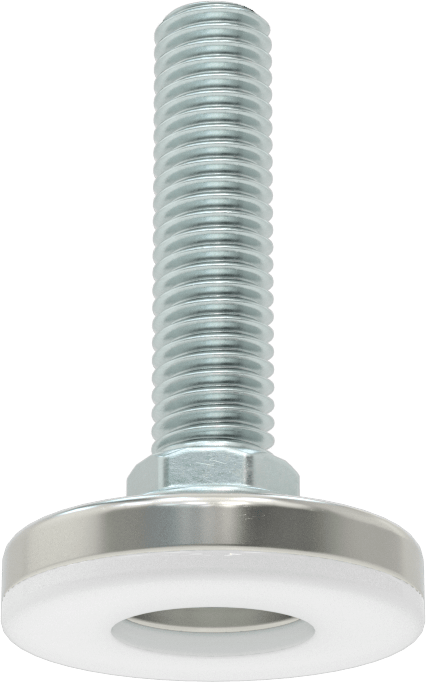 Çinko Kaplı Çelik Saplamalı Sert Tesviye Bağlantı Elemanları, Naylon Yastıklı Nikel Kaplı Taban, 1/2“-13 x 2” Uzun Diş