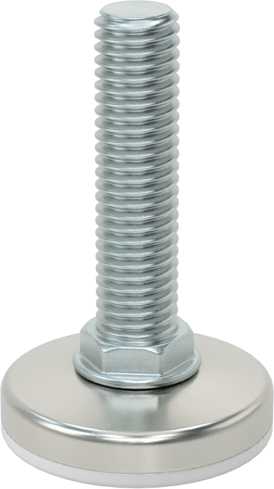 Çinko Kaplı Çelik Saplamalı Sert Tesviye Bağlantı Elemanları, Naylon Yastıklı Nikel Kaplı Taban, 1/2“-13 x 2” Uzun Diş