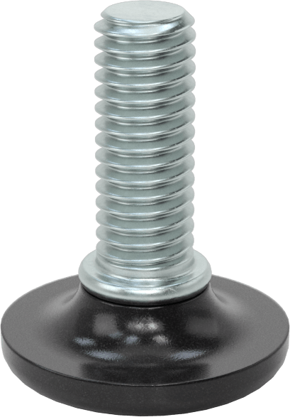 Plastik Tabanlı Dişli Saplama Montajlı Koruyucu Ayaklar, 1/2" Uzunlukta M8 x 1,25 mm Dişli Çinko Kaplı Çelik Saplama