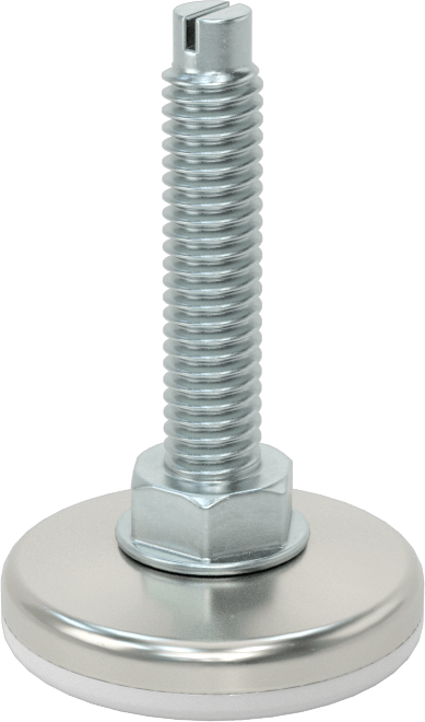 Çinko Kaplı Çelik Saplamalı Sert Tesviye Bağlantı Elemanları, Kolay Ayar, Nikel Kaplı Taban, 5/16“-18 x 1,5” Uzunlukta Diş