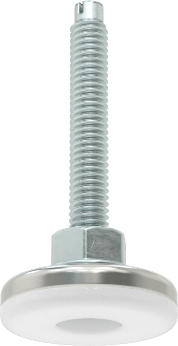 Çinko Kaplı Çelik Saplamalı Sert Tesviye Bağlantı Elemanları, Kolay Ayar, Nikel Kaplı Taban, 5/16“-18 x 2” Uzunlukta Diş
