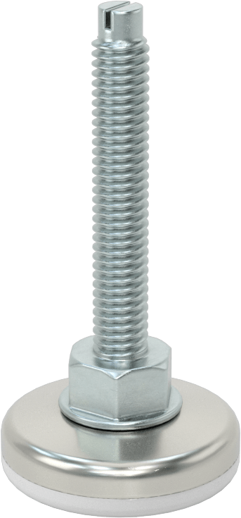 Çinko Kaplı Çelik Saplamalı Sert Tesviye Bağlantı Elemanları, Kolay Ayar, Nikel Kaplı Taban, 5/16“-18 x 2” Uzunlukta Diş