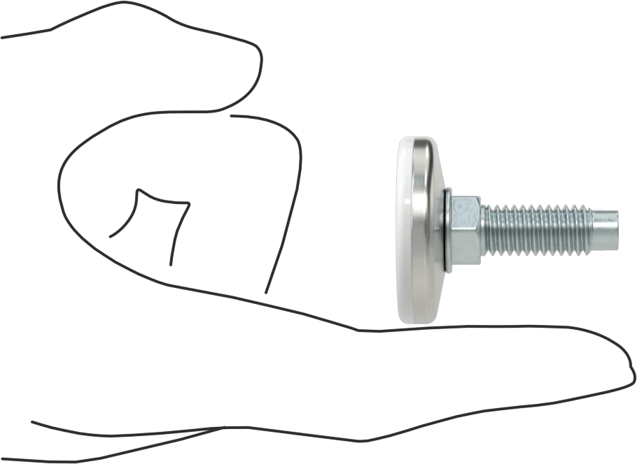 Çinko Kaplı Çelik Saplamalı Sert Tesviye Bağlantı Elemanları, Kolay Ayar, Nikel Kaplı Çelik Taban, 3/8“-16 x 1” Uzunlukta Diş