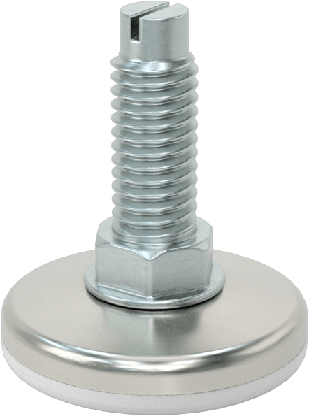 Çinko Kaplı Çelik Saplamalı Sert Tesviye Bağlantı Elemanları, Kolay Ayar, Nikel Kaplı Çelik Taban, 3/8“-16 x 1” Uzunlukta Diş