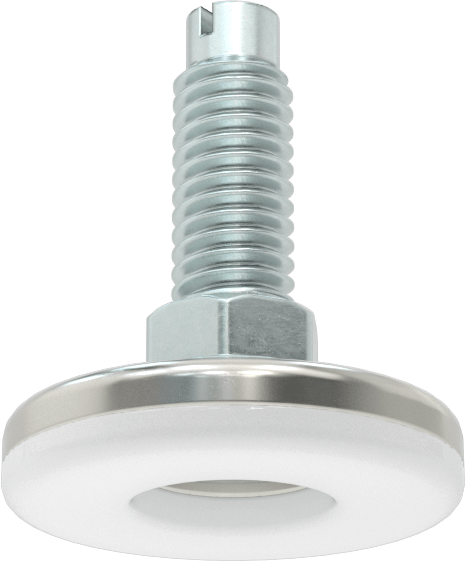 Çinko Kaplı Çelik Saplamalı Sert Tesviye Bağlantı Elemanları, Kolay Ayar, Nikel Kaplı Çelik Taban, 3/8“-16 x 1” Uzunlukta Diş