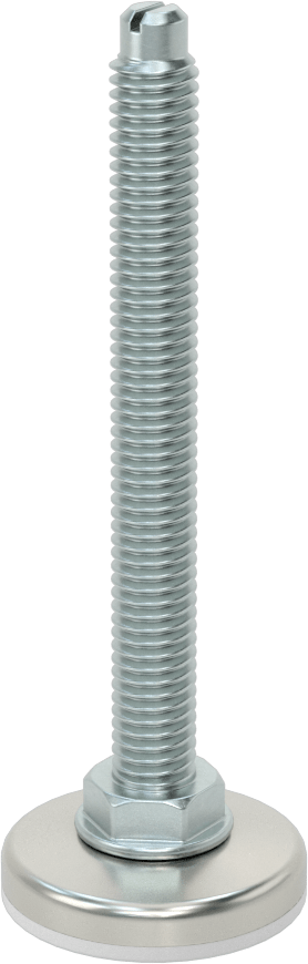 Çinko Kaplı Çelik Saplamalı Sert Tesviye Bağlantı Elemanları, Kolay Ayar, Nikel Kaplı Taban, 3/8“-16 x 3-1/2” Uzunlukta Diş