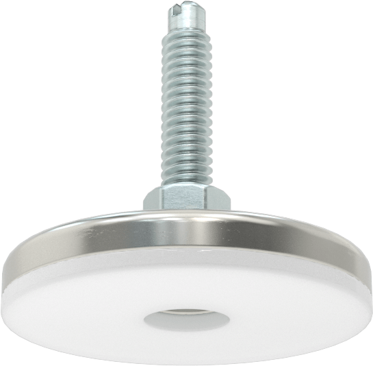 Çinko Kaplı Çelik Saplamalı Sert Tesviye Bağlantı Elemanları, Kolay Ayar, Nikel Kaplı Çelik Taban, 1/4“-20 x 1” Uzun Diş