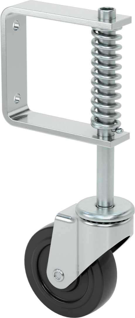 Yan Montajlı Tekerlekli Braket, 3“ Çap x 13/16” Genişlikte 80A Katı Tekerlek ile