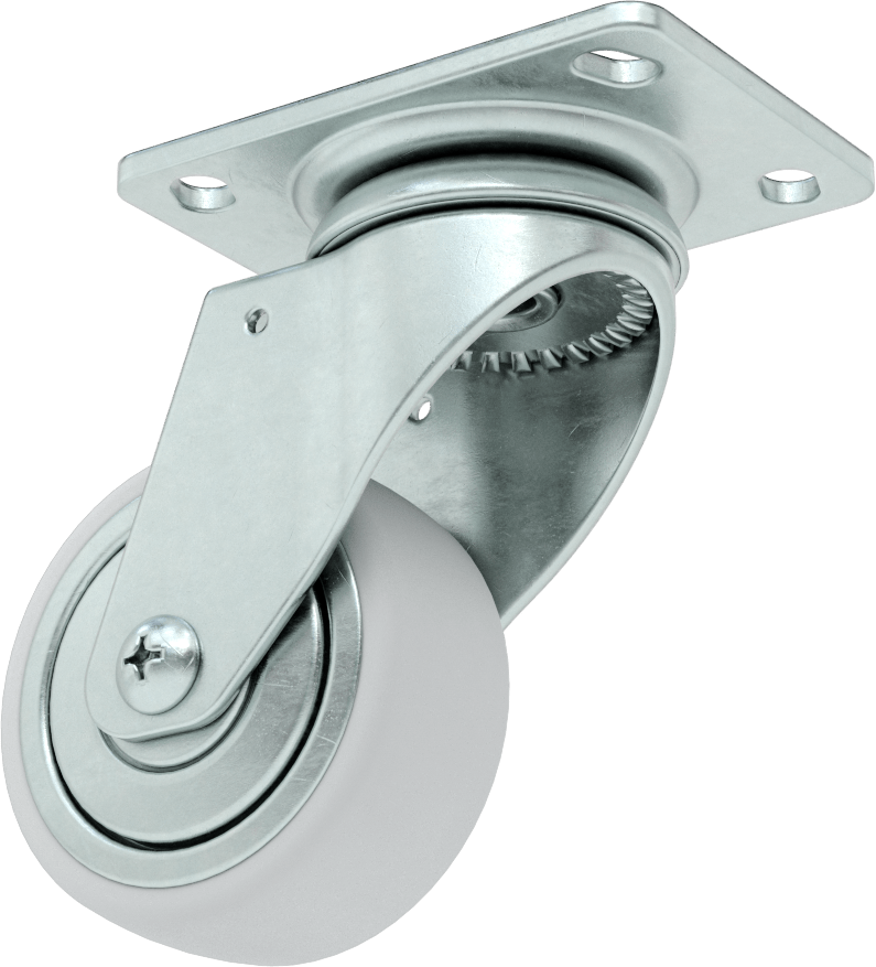 3-3/4“ x 2-3/4” Plakalı Parlak Yüzeyli Tekerlek, 3 inç Çapında Kauçuk Tekerlekli Döner Ayak