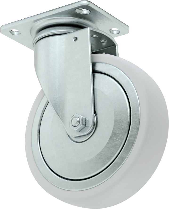 3-3/4“ x 2-3/4” Plakalı Parlak Yüzeyli Tekerlek, 5" Çapında Kauçuk Tekerlekli Döner Tekerlek