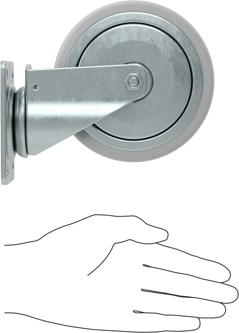 3-3/4“ x 2-3/4” Plakalı Parlak Yüzeyli Tekerlek, 5" Çapında Kauçuk Tekerlekli Döner Tekerlek
