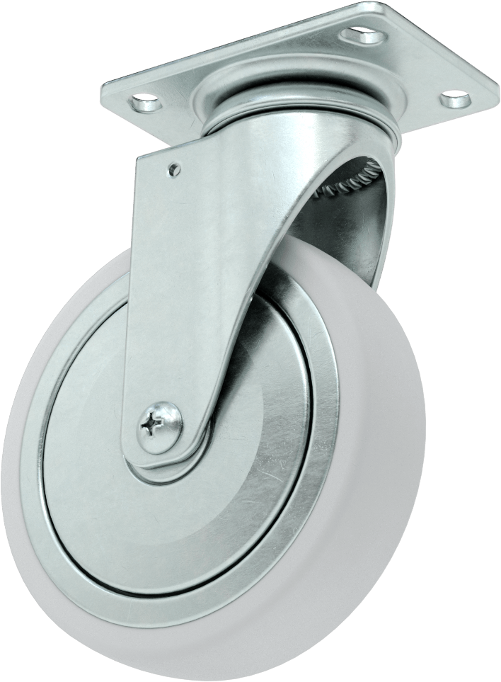3-3/4“ x 2-3/4” Plakalı Parlak Yüzeyli Tekerlek, 5" Çapında Kauçuk Tekerlekli Döner Tekerlek