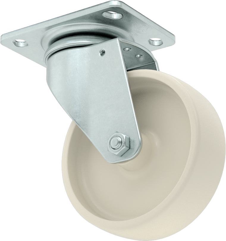 3-3/4“ x 2-3/4” Plakalı Parlak Yüzeyli Tekerlek, 4 inç Çapında Naylon Tekerlekli Döner Ayak
