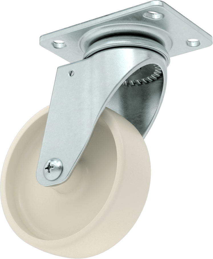 3-3/4“ x 2-3/4” Plakalı Parlak Yüzeyli Tekerlek, 4 inç Çapında Naylon Tekerlekli Döner Ayak