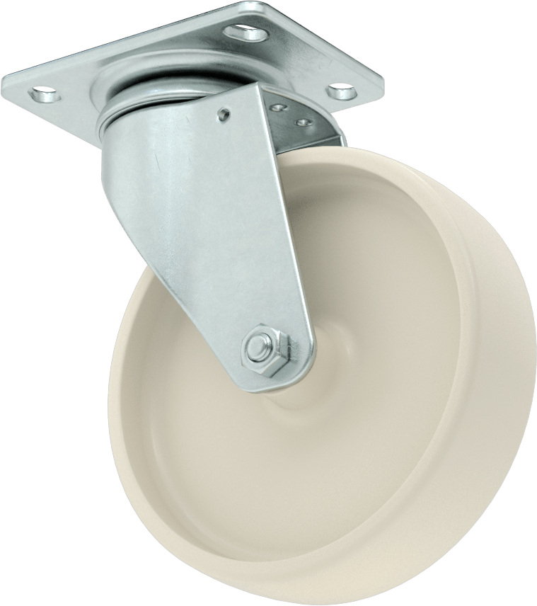 3-3/4“ x 2-3/4” Plakalı Parlak Yüzeyli Tekerlek, 5 inç Çapında Naylon Tekerlekli Döner Tekerlek