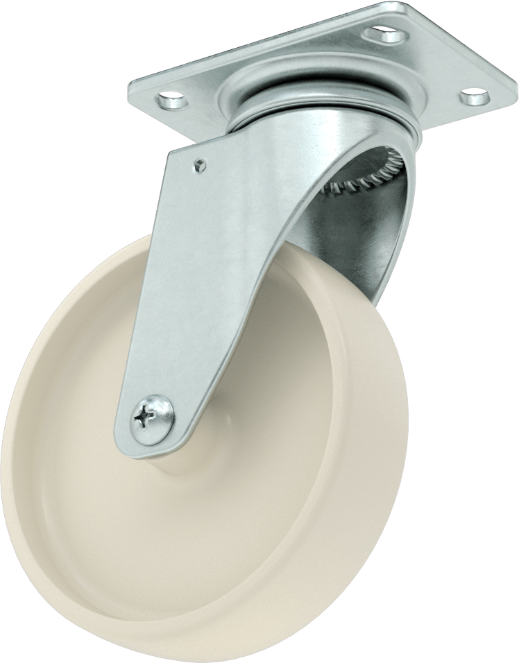 3-3/4“ x 2-3/4” Plakalı Parlak Yüzeyli Tekerlek, 5 inç Çapında Naylon Tekerlekli Döner Tekerlek