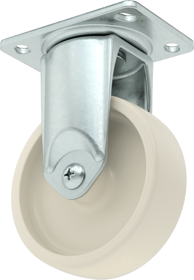 3-3/4“ x 2-3/4” Plakalı Parlak Yüzeyli Tekerlek, 4" Çapında Naylon Tekerlekli Sert