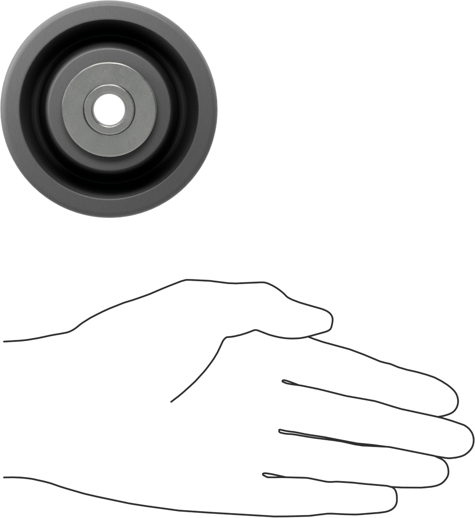 Demir Tekerlek, 1/2" Aks için Makaralı Rulmanlı, 3-1/4“ Çap x 2” Genişlik