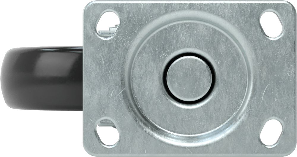 3-3/4“ x 2-3/4” Plakalı Static-Control Tekerlek, 5 inç x 1-1/4 inç Siyah Çekirdek Üzerine Baskılı Kauçuk Tekerlekli Döner Tekerlek