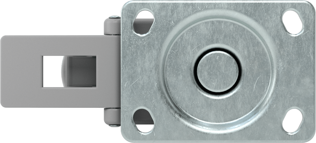 3-3/4“ x 2-3/4” Plakalı Static-Control Tekerlek, Kilitli ve 3 inç x 1-1/8 inç Siyah Çekirdek Üzerine Baskılı Kauçuk Tekerlekli Döner Tekerlek