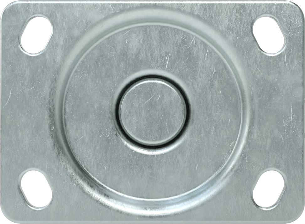 3-3/4“ x 2-3/4” Plakalı Static-Control Tekerlek, 3“ x 1-1/8” Siyah Tread-on-Core Kauçuk Tekerlekli Sert