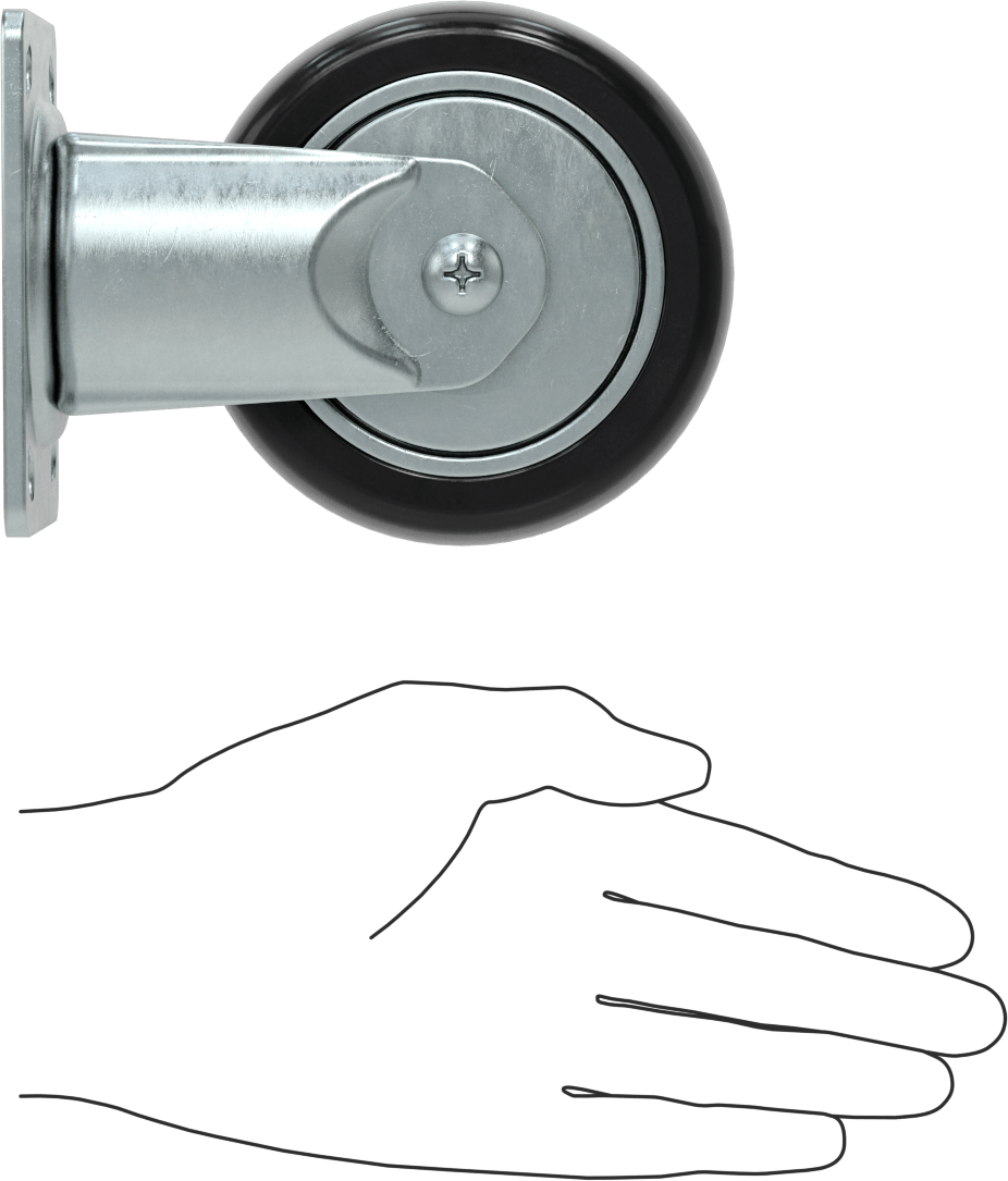 3-3/4“ x 2-3/4” Plakalı Static-Control Tekerlek, 4 inç x 1-1/4 inç Siyah Çekirdek Üzerine Baskılı Kauçuk Tekerlekli Sert