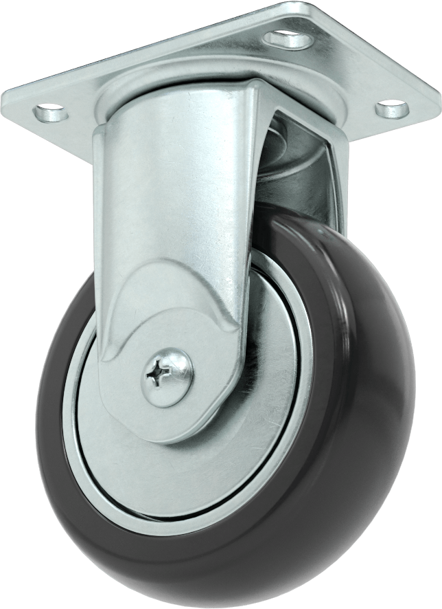 3-3/4“ x 2-3/4” Plakalı Static-Control Tekerlek, 4 inç x 1-1/4 inç Siyah Çekirdek Üzerine Baskılı Kauçuk Tekerlekli Sert