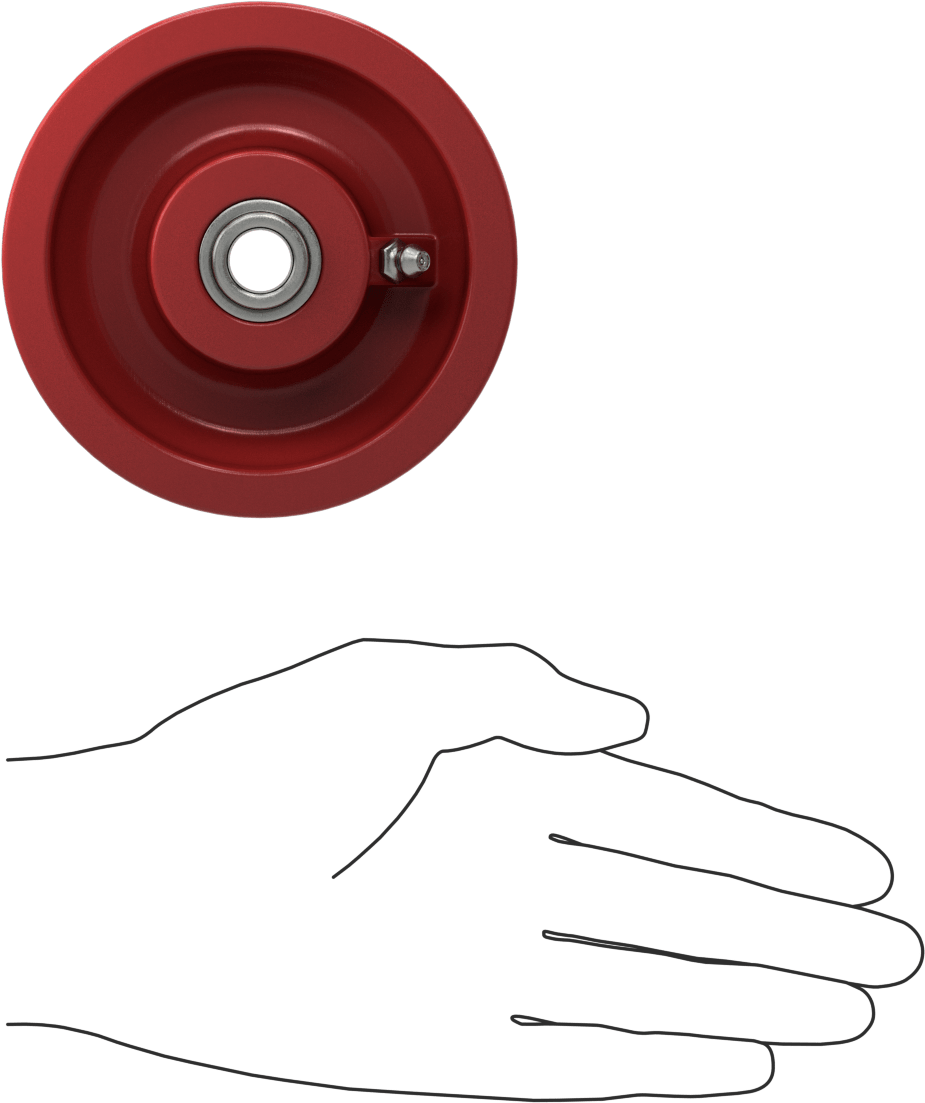 Demir V-Oluklu Ray Tekerleği, Boyalı, 4“ Çap x 1-1/2” Genişlik, 1/2" Aks için