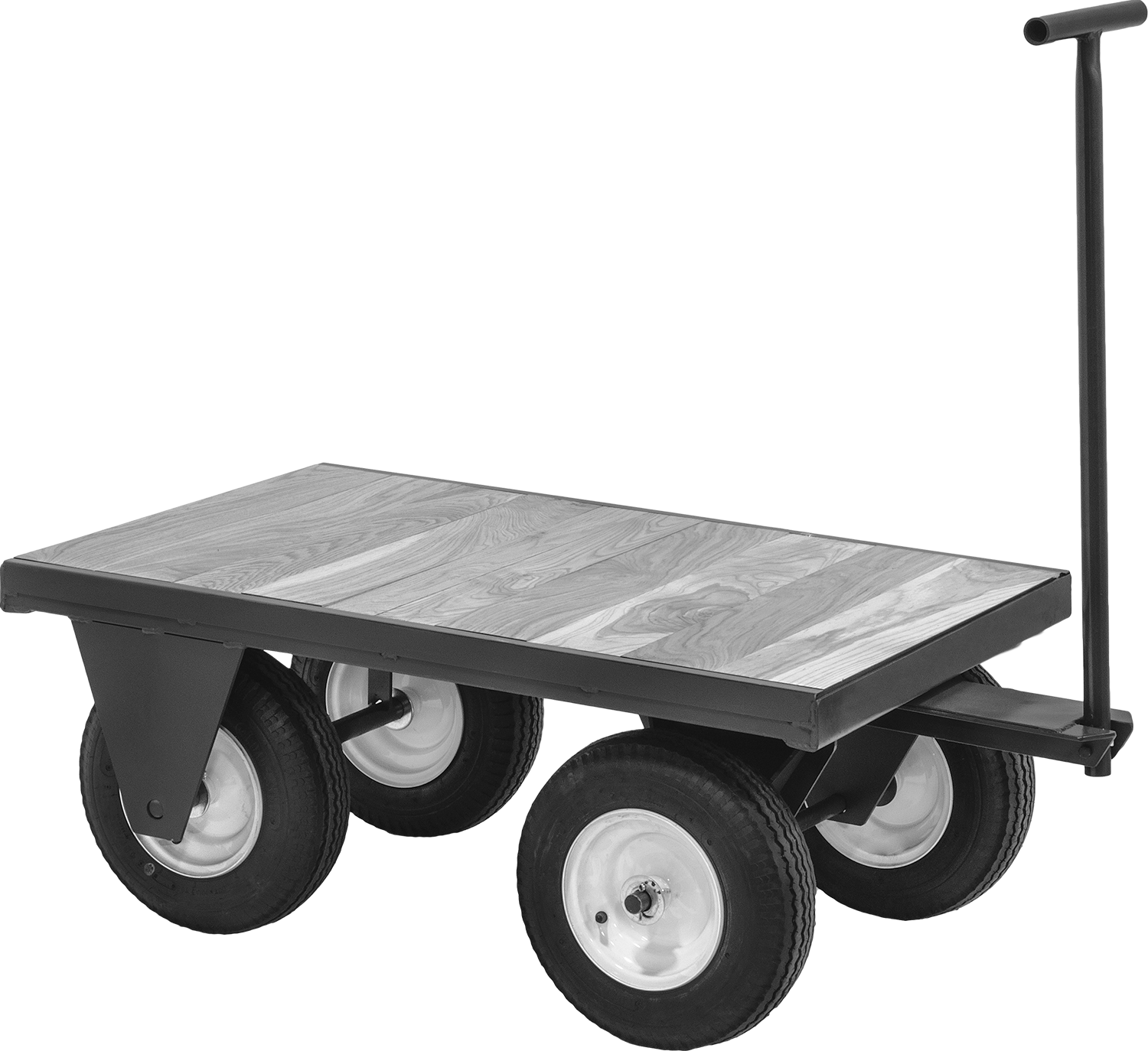 Beşinci Tekerlekli Direksiyonlu Ahşap Vagon, 4500 lbs. Kapasite, 72“ Uzunluk x 36” Genişlik x 20-1/8" Yükseklik Platform