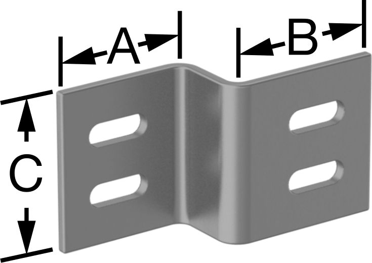 Ofset Yüzeyli Makine Braketi, 316 Paslanmaz Çelik, 1" x 1-1/4" x 1-1/4", 1" Ofset Uzunluğu