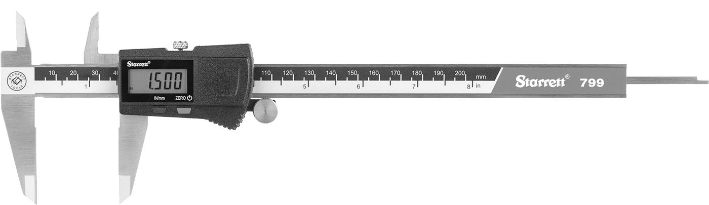 Starrett Dijital Kaliper, NIST Sertifikalı, 11,5 inç Toplam Uzunluk, Model Numarası EC799A-8/200