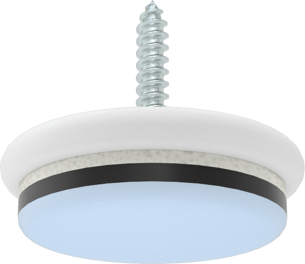 Mavi HDPE Tabanlı Koruyucu Ayaklar, Köpük Yastıklı, Vidalı, 1-1/8" Taban Çapı
