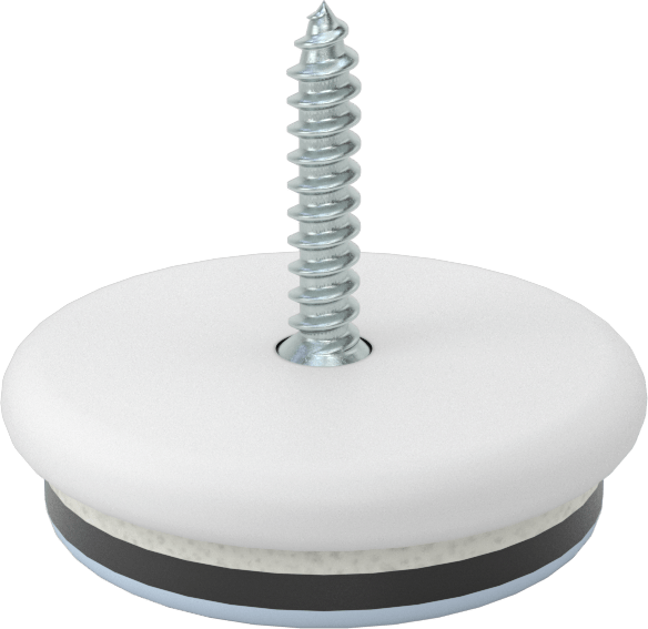 Mavi HDPE Tabanlı Koruyucu Ayaklar, Köpük Yastıklı, Vidalı, 1-1/8" Taban Çapı