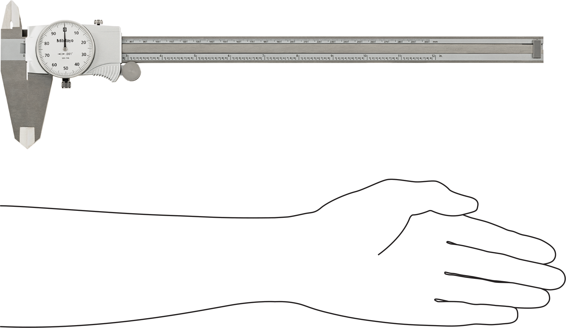 Mitutoyo Kadranlı Kaliper, NIST Sertifikalı, Model 505-749, 0“ ila 12” Ölçüm Aralığı