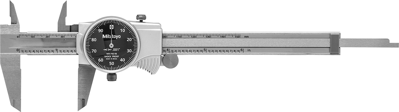 Mitutoyo Kadranlı Kaliper, NIST Sertifikalı, Model Numarası 505-742, 0“ ila 6” Aralık
