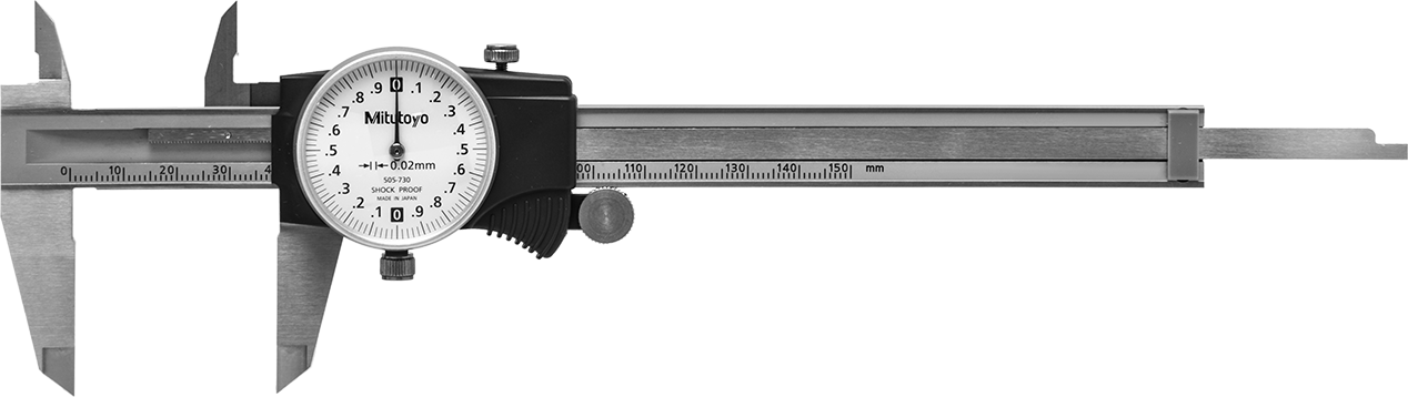 Mitutoyo Kadranlı Kaliper, Model Numarası 505-730, 0 mm ila 150 mm Ölçüm Aralığı