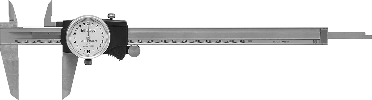 Mitutoyo Kadranlı Kaliper, Model Numarası 505-731, 0 mm ila 200 mm Ölçüm Aralığı