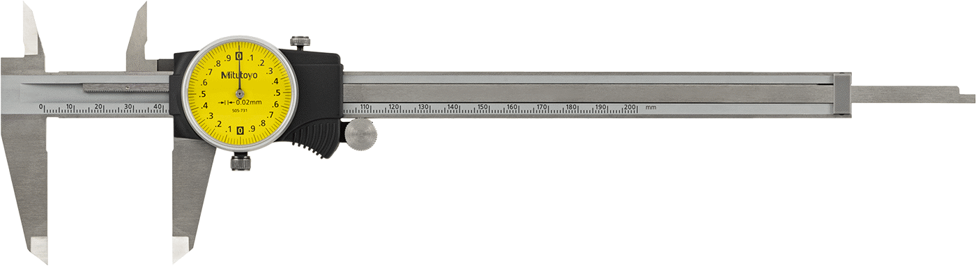 Mitutoyo Kadranlı Kaliper, NIST Sertifikalı, Model Numarası 505-731, 0 mm ila 200 mm Aralık
