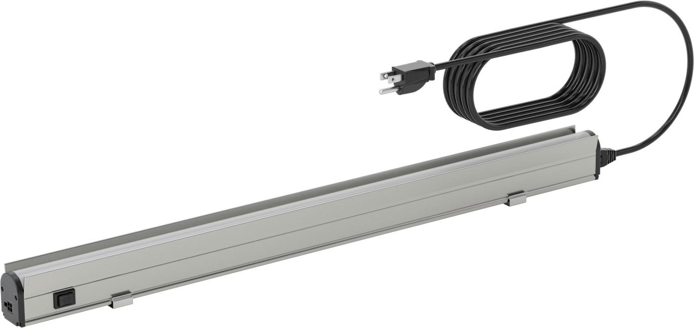 İş İstasyonu Şerit Işığı, Göz Kalkanı, 120-240VAC, 25-5/8" Toplam Uzunluk, 1500 Lumens